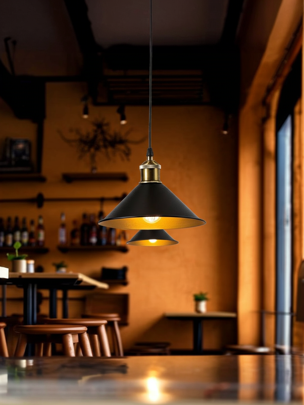 Светильник подвесной, Е27, черный, кованое железо, 26*16см