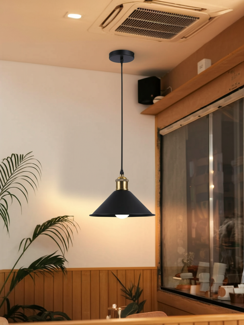 Светильник подвесной, Е27, черный, кованое железо, 26*16см